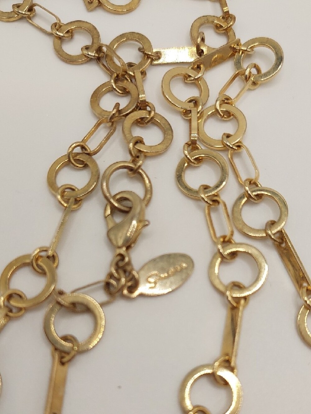GUESS Blingy AB Gold-Tone Long Pendant Necklace with Cream Enamel Locket - Picture 10 of 14